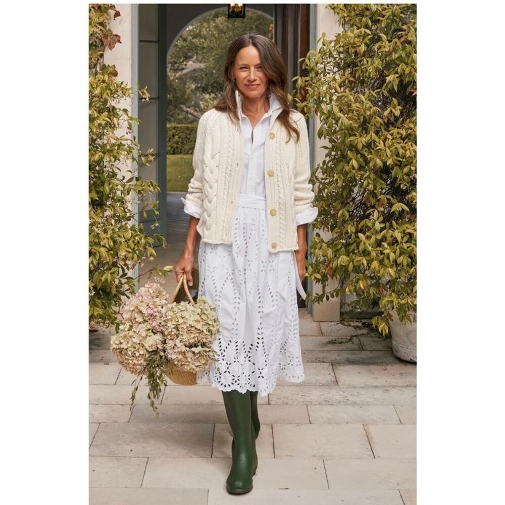 FRANK & EILEEN Sz L Large Embroidered Eyelet Grace Midi Shirt Dress - Picture 13 of 15